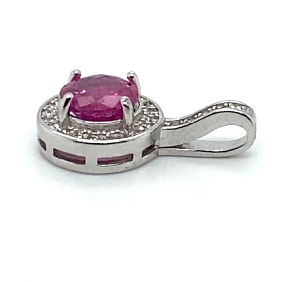 Jegdalek Ruby 1.15ct White Gold Finish Solid 925 Sterling Silver Pendant - Picture 5 of 9
